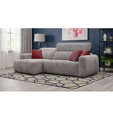 Canapé d'angle 4 places NERO, tissu gris