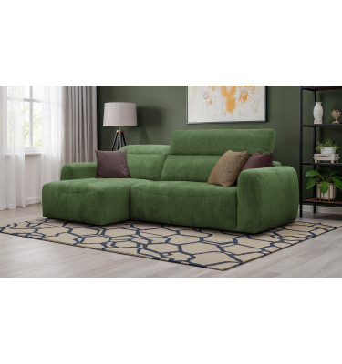 Canapé d'angle 4 places NERO, tissu vert