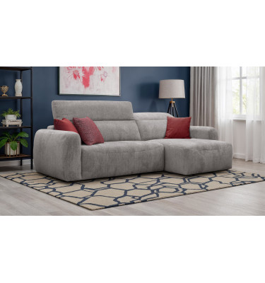 Canapé d'angle 4 places NERO, tissu gris