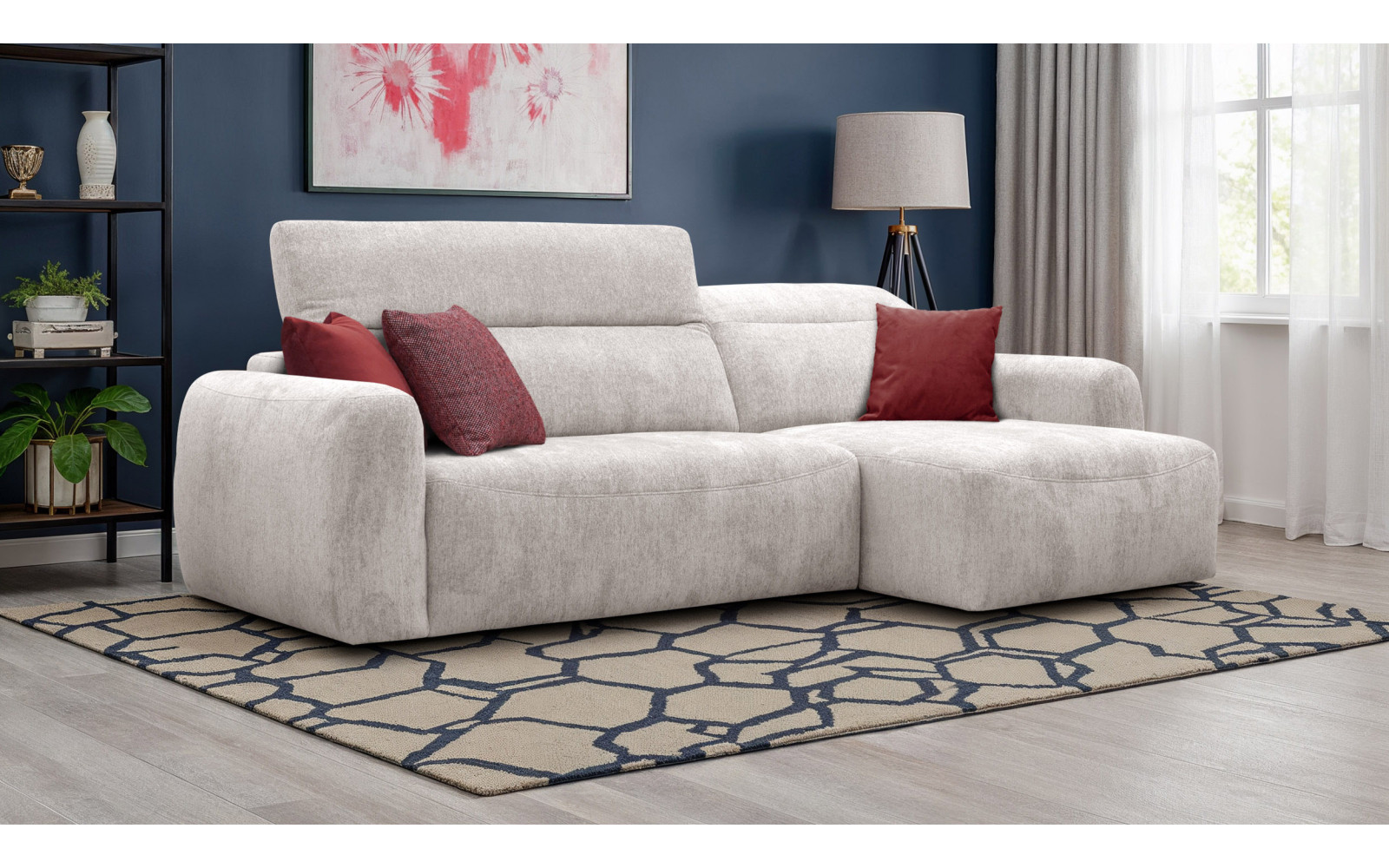 Canapé d'angle 4 places NERO, tissu ecru