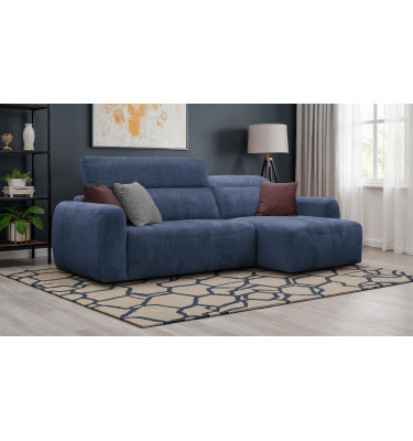 Canapé d'angle 4 places NERO, tissu bleu marine