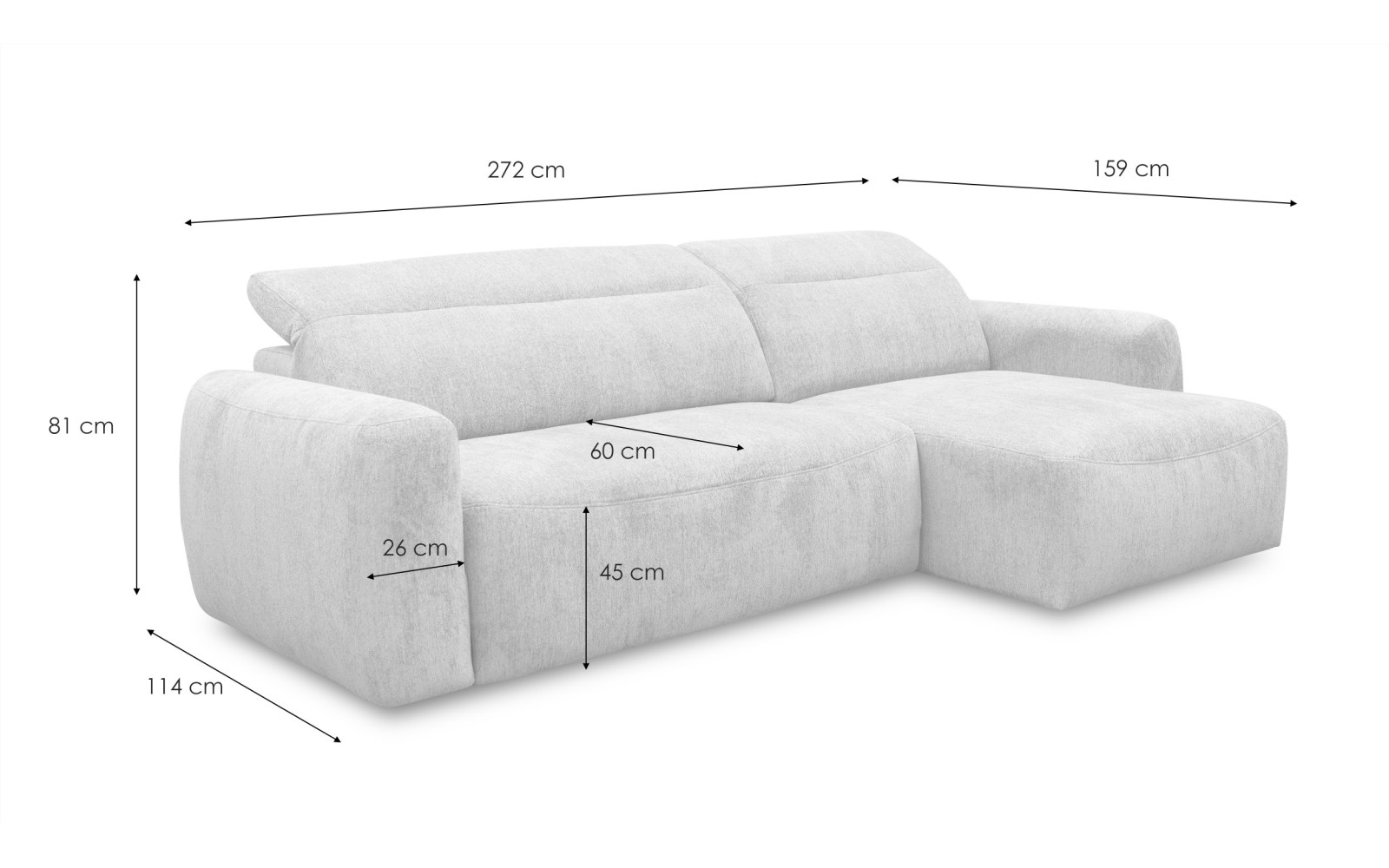 Canapé d'angle 4 places NERO, tissu jaune