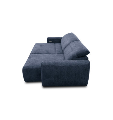 Canapé d'angle 4 places NERO, tissu bleu marine
