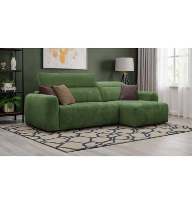 Canapé d'angle 4 places NERO, tissu vert