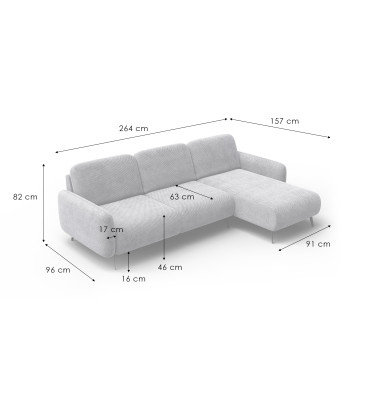 Canapé d’angle 4 places droit FEBE, beige