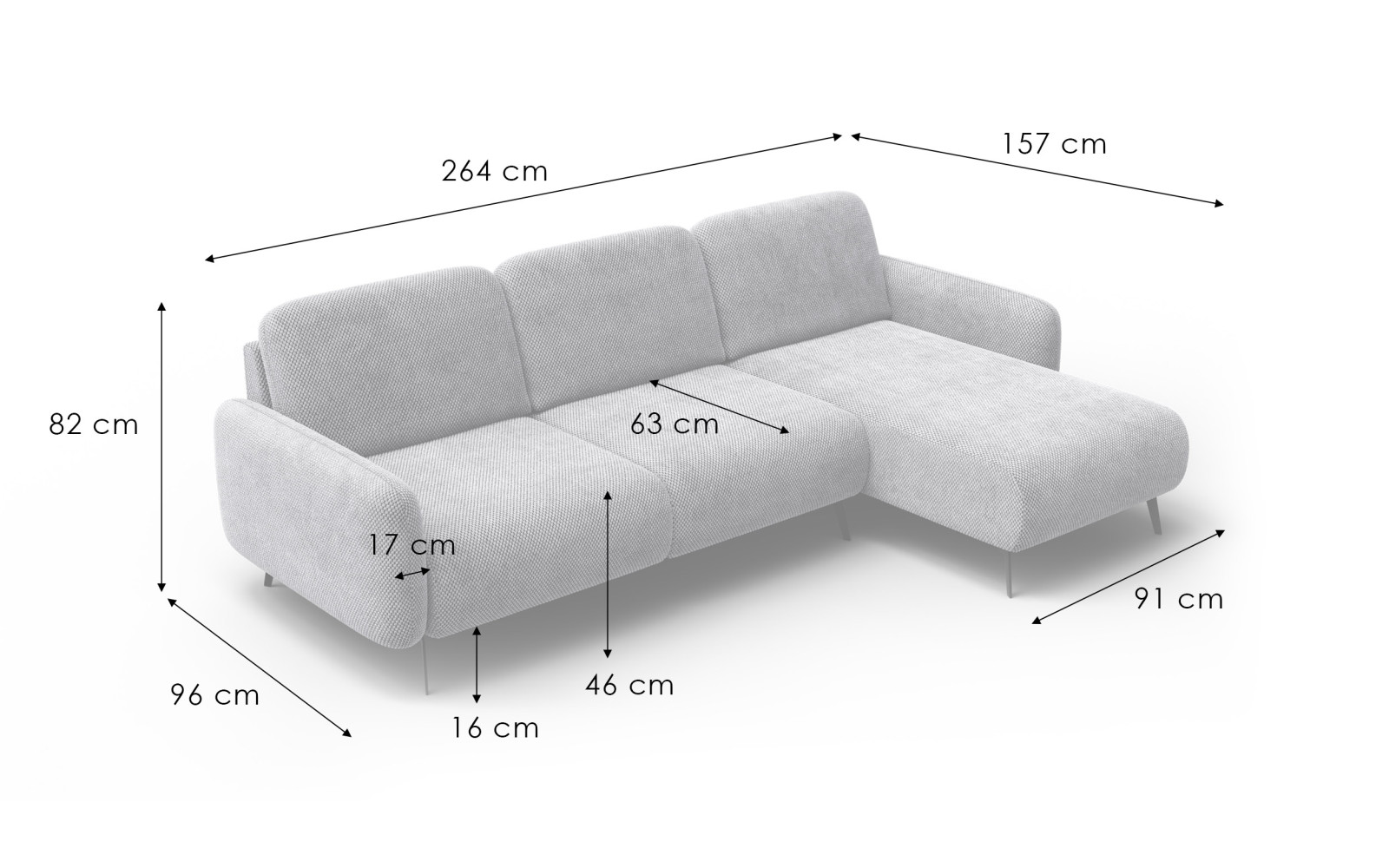 Canapé d’angle 4 places droit FEBE, beige