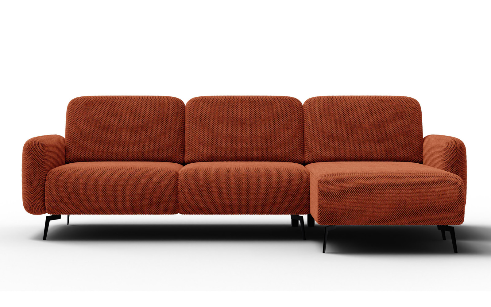 Canapé d’angle 4 places droit FEBE, orange foncé