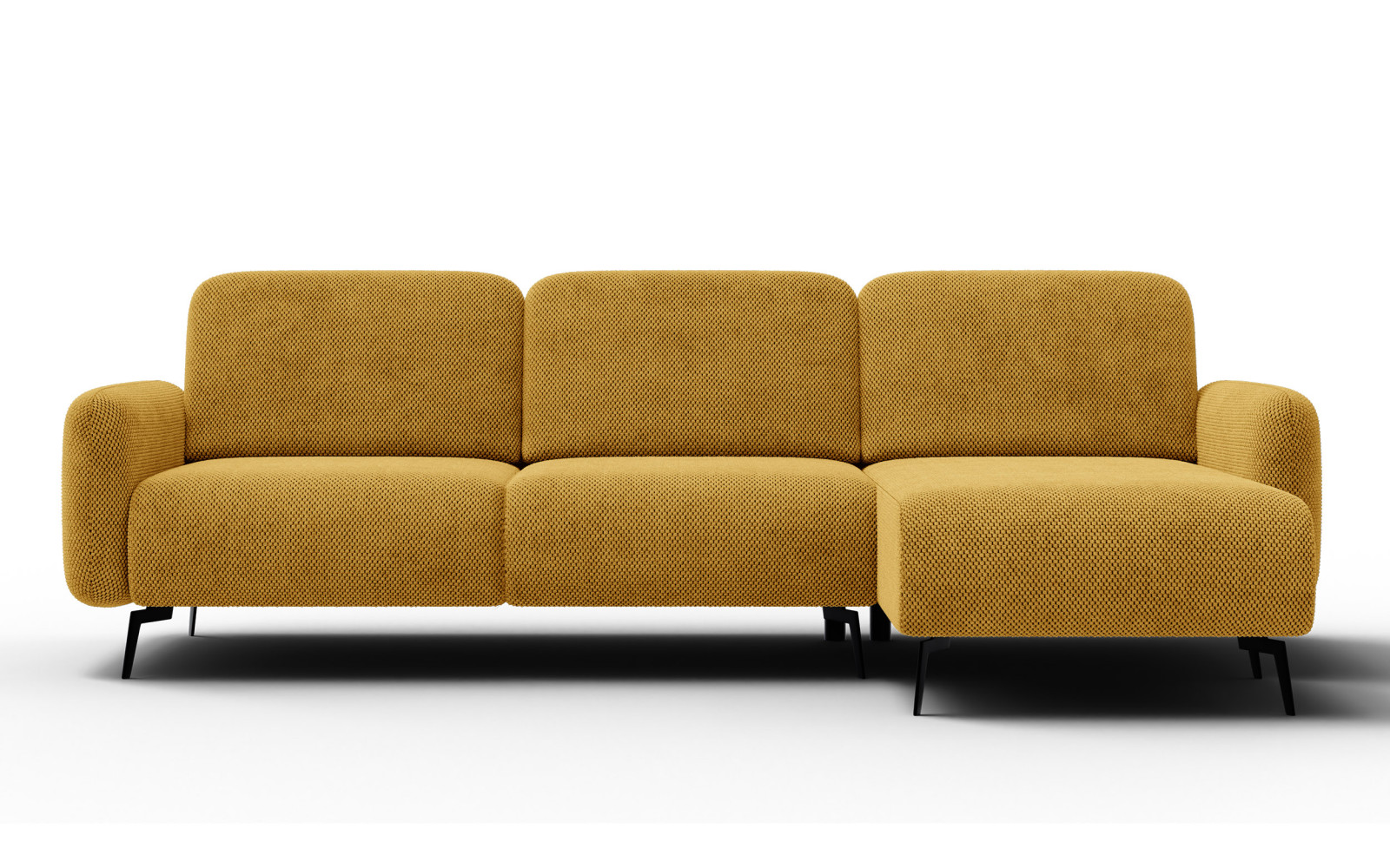 Canapé d’angle 4 places droit FEBE, jaune foncé