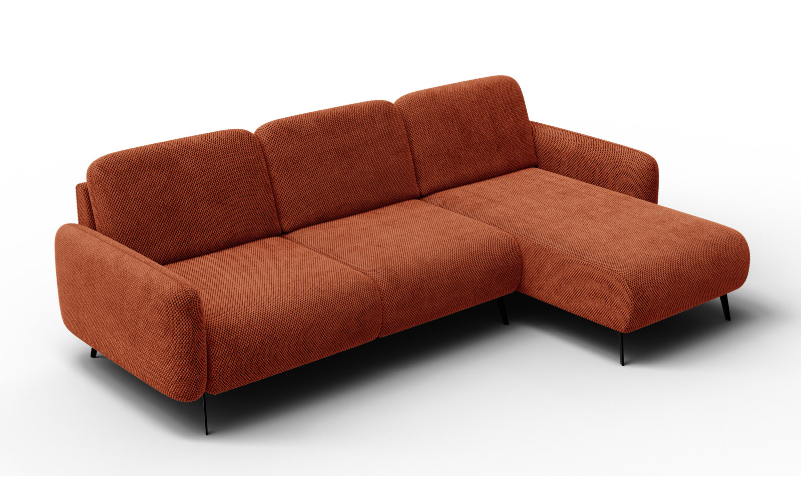 Canapé d’angle 4 places droit FEBE, orange foncé