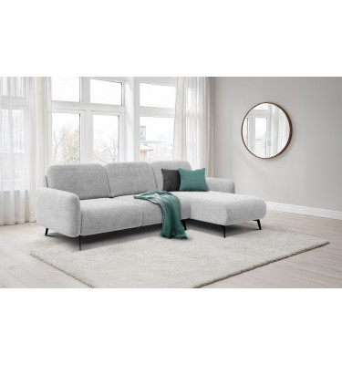 Canapé d’angle 4 places droit FEBE, gris clair