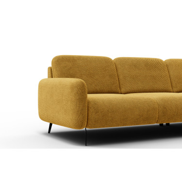 Canapé d’angle 4 places droit FEBE, jaune foncé