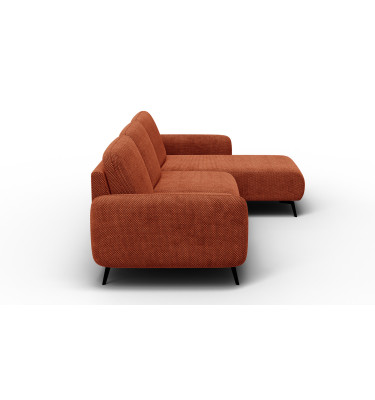 Canapé d’angle 4 places droit FEBE, orange foncé