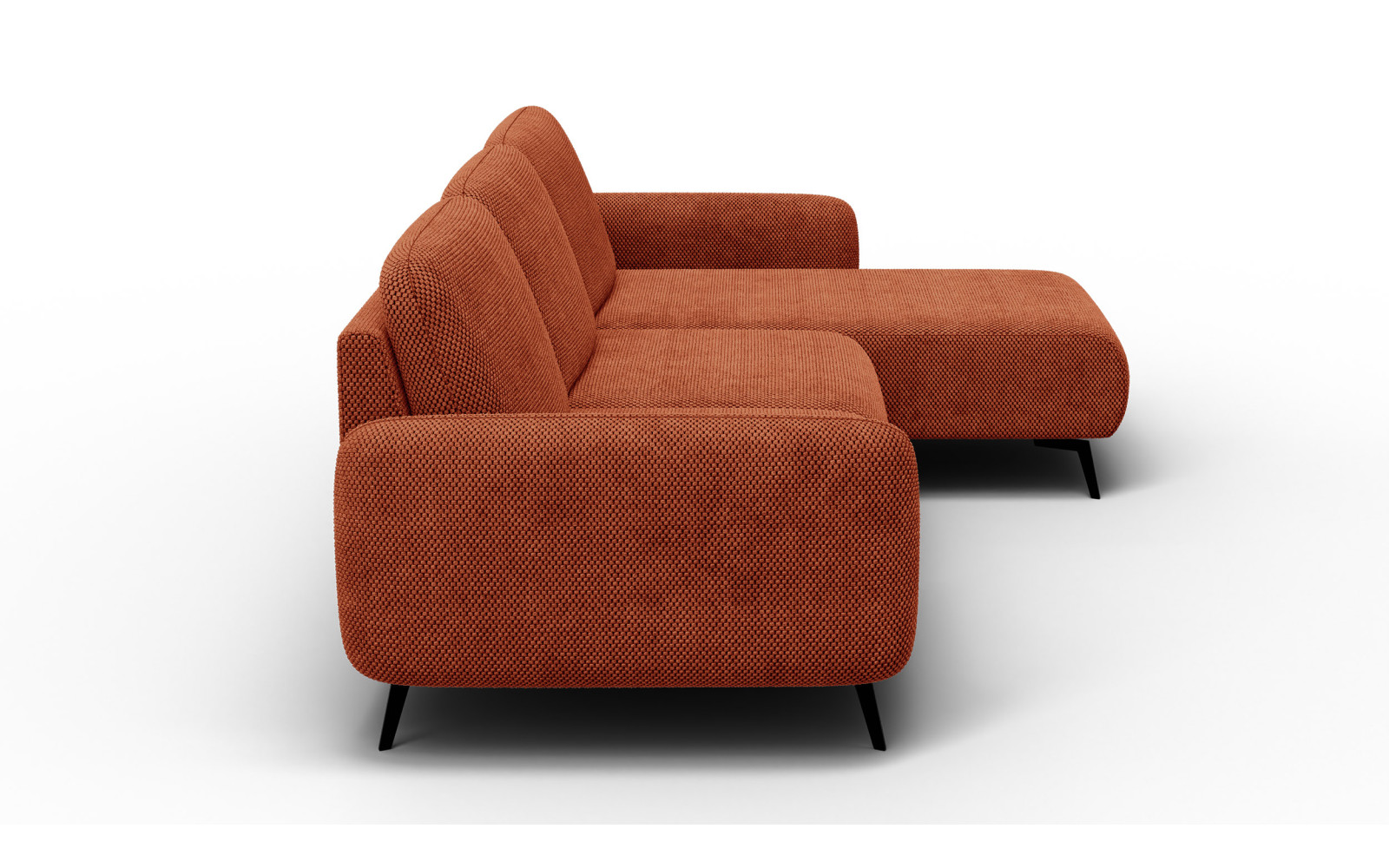 Canapé d’angle 4 places droit FEBE, orange foncé