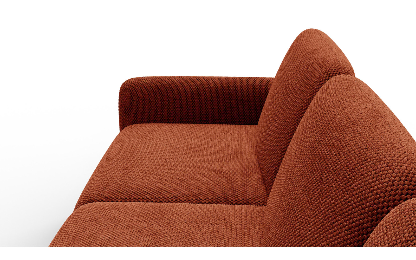 Canapé d’angle 4 places droit FEBE, orange foncé