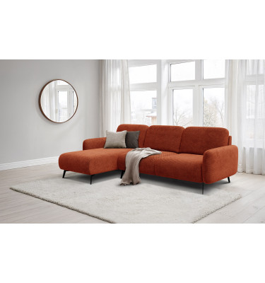 Canapé d’angle 4 places gauche FEBE, orange foncé