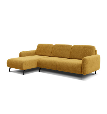 Canapé d’angle 4 places gauche FEBE, jaune foncé