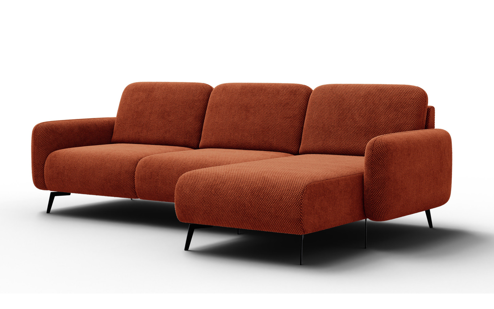 Canapé d’angle 4 places droit FEBE, orange foncé