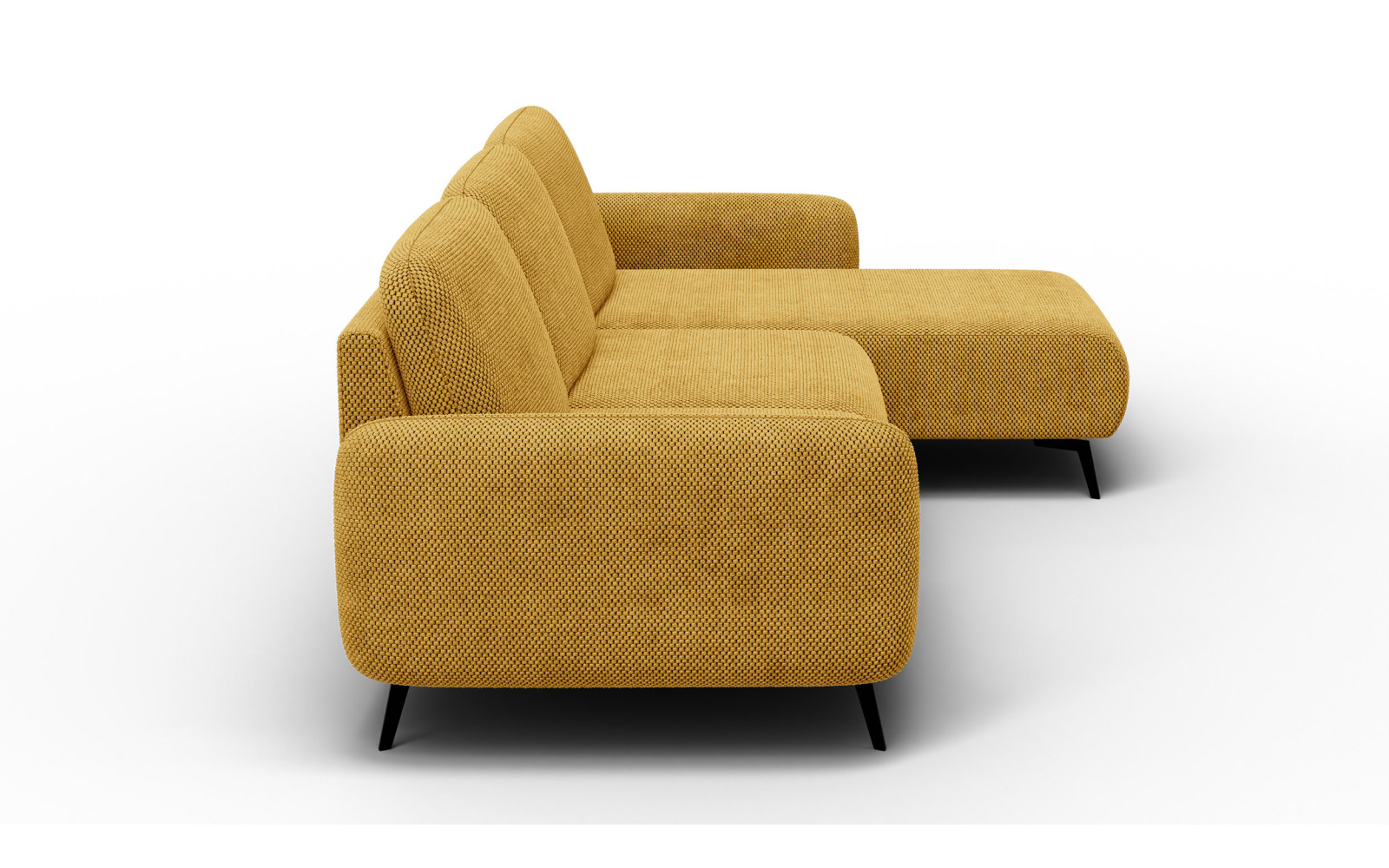 Canapé d’angle 4 places droit FEBE, jaune foncé