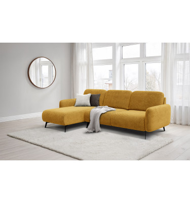Canapé d’angle 4 places gauche FEBE, jaune foncé