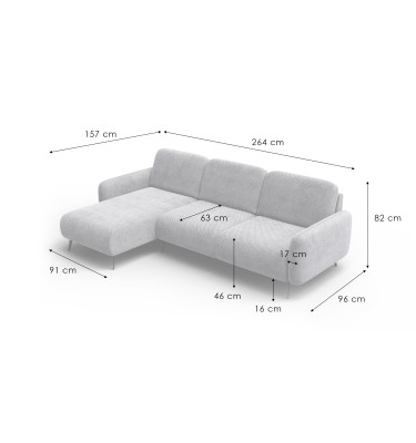 Canapé d’angle 4 places gauche FEBE, beige