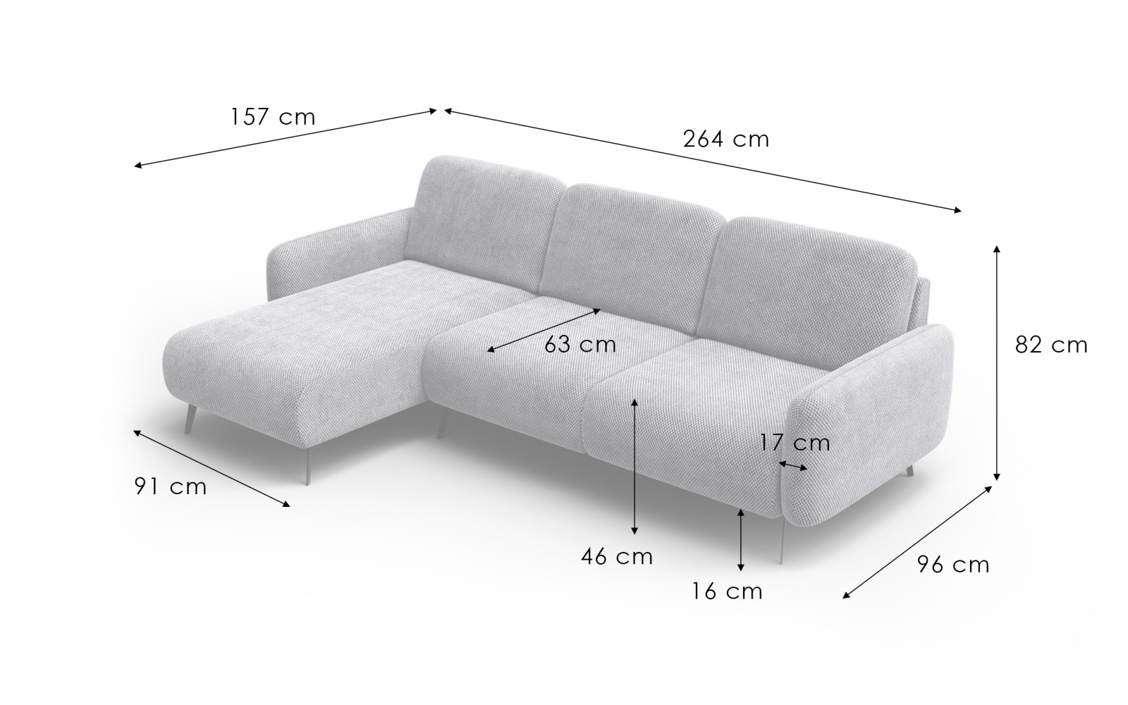 Canapé d’angle 4 places gauche FEBE, beige