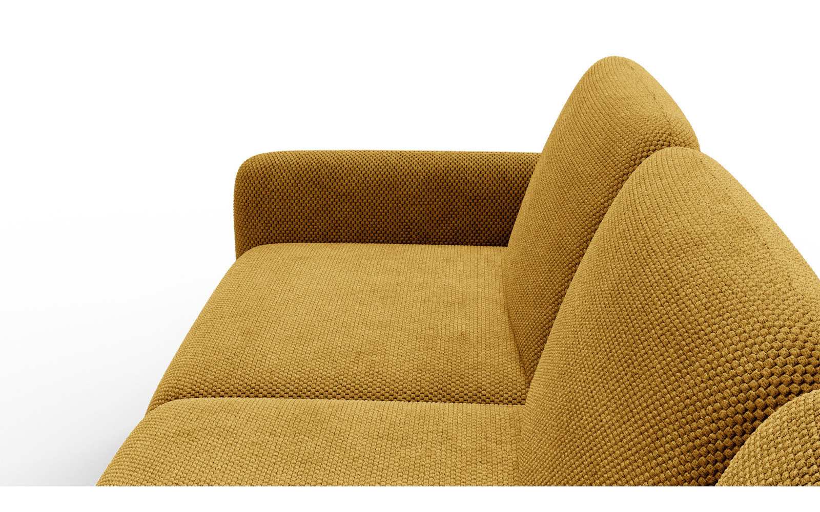 Canapé d’angle 4 places droit FEBE, jaune foncé