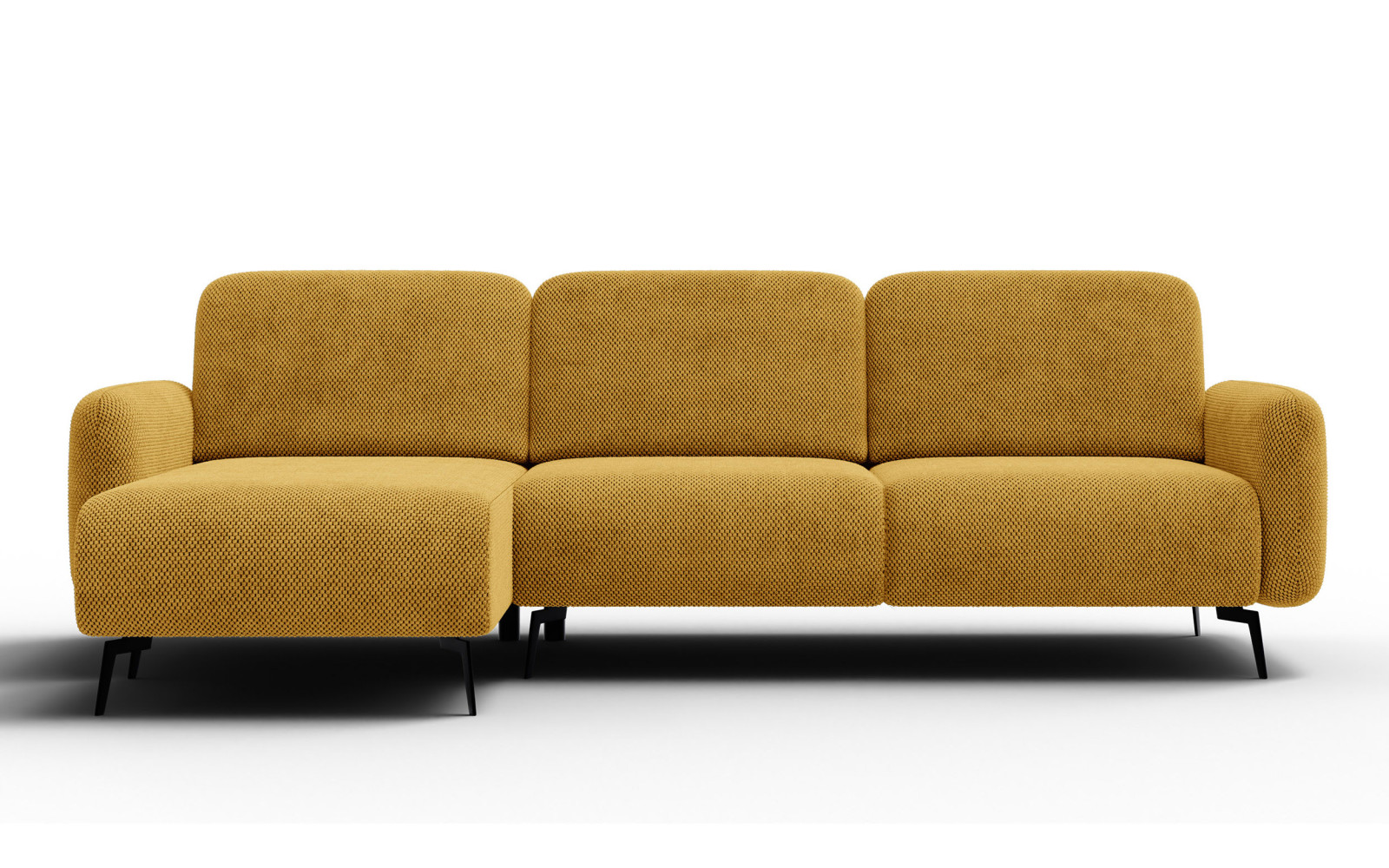 Canapé d’angle 4 places gauche FEBE, jaune foncé