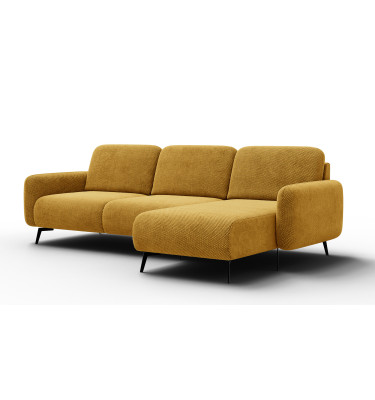 Canapé d’angle 4 places droit FEBE, jaune foncé