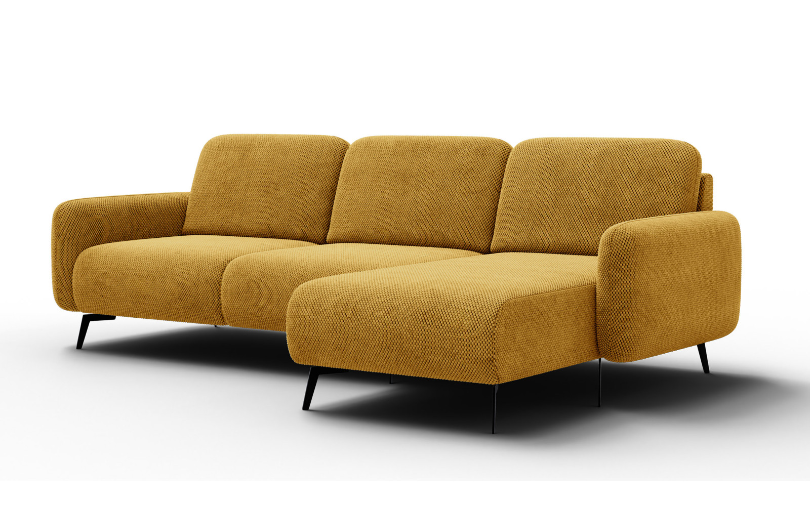 Canapé d’angle 4 places droit FEBE, jaune foncé