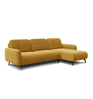 Canapé d’angle 4 places droit FEBE, jaune foncé