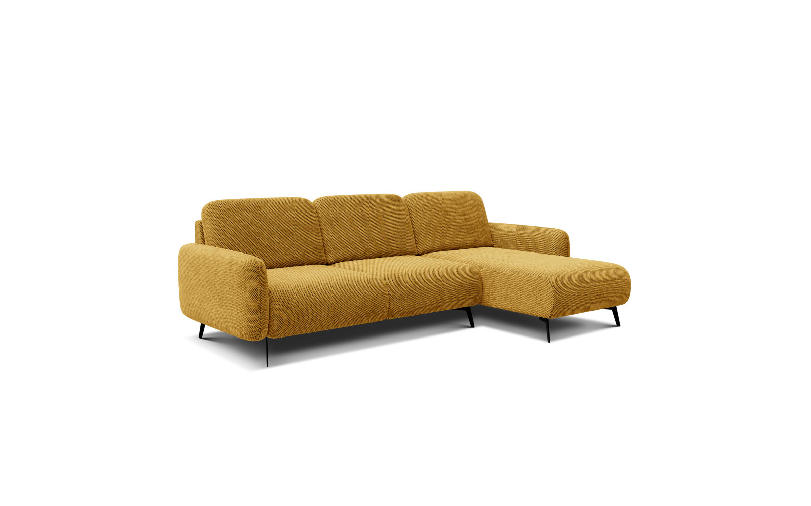 Canapé d’angle 4 places droit FEBE, jaune foncé
