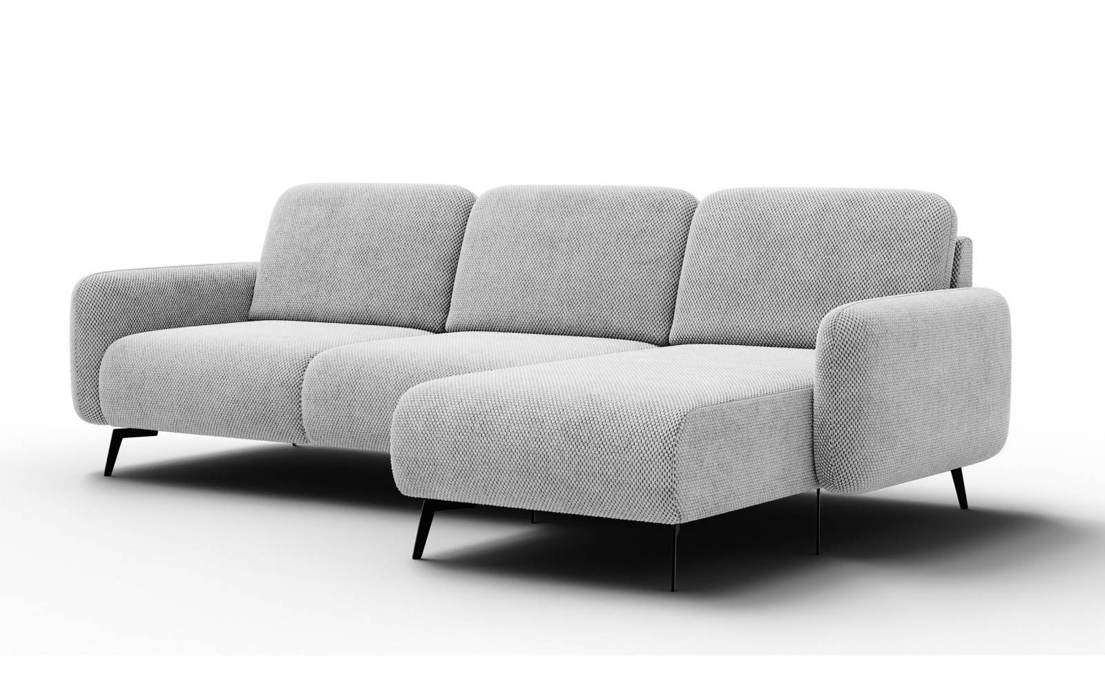 Canapé d’angle 4 places droit FEBE, gris clair