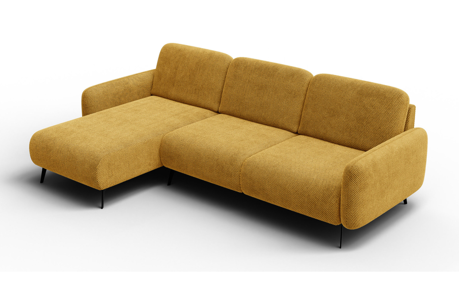 Canapé d’angle 4 places gauche FEBE, jaune foncé