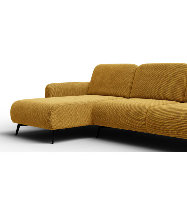 Canapé d’angle 4 places gauche FEBE, jaune foncé