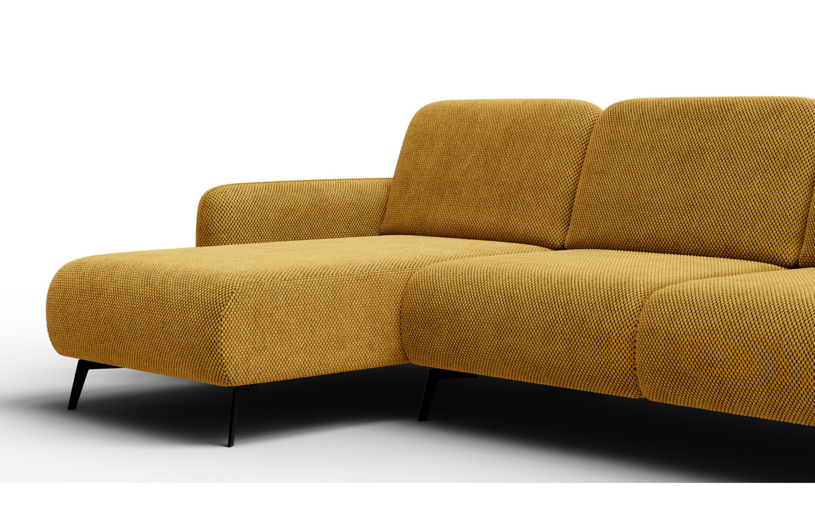 Canapé d’angle 4 places gauche FEBE, jaune foncé