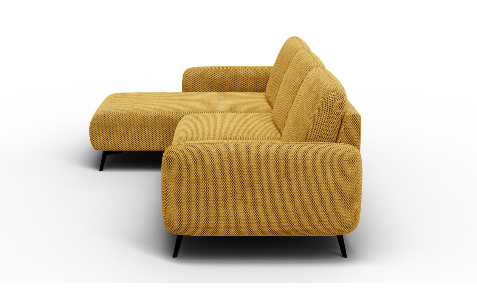 Canapé d’angle 4 places gauche FEBE, jaune foncé