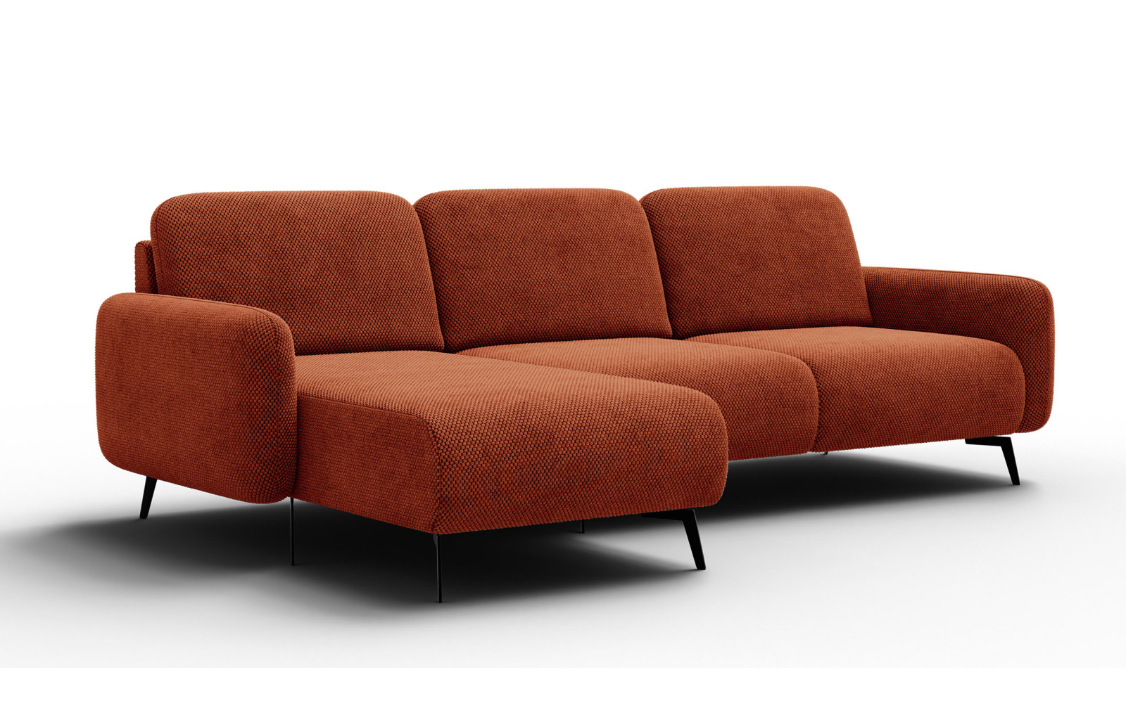 Canapé d’angle 4 places gauche FEBE, orange foncé