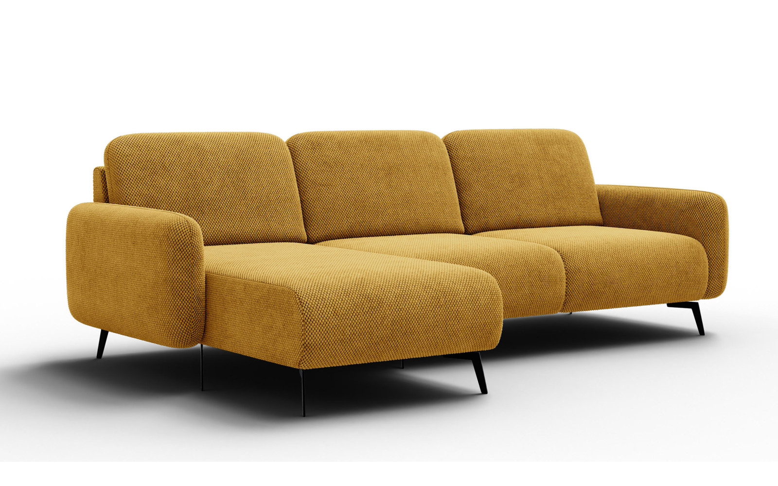 Canapé d’angle 4 places gauche FEBE, jaune foncé