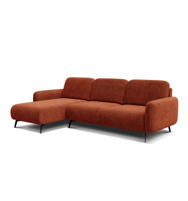 Canapé d’angle 4 places gauche FEBE, orange foncé