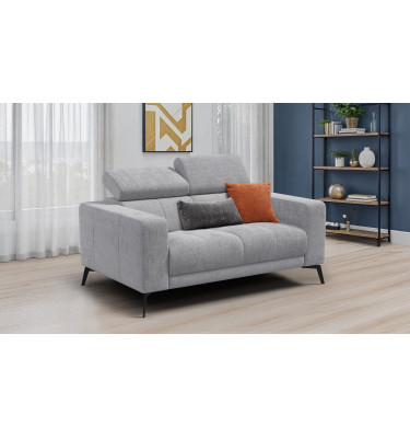 Canapé 2 places MORELLO, tissu gris clair