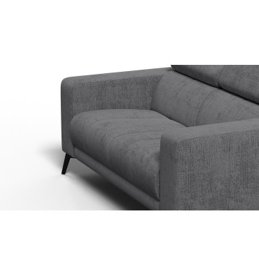 Canapé 2 places MORELLO, tissu gris foncé