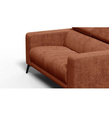 Canapé 2 places MORELLO, tissu orange foncé