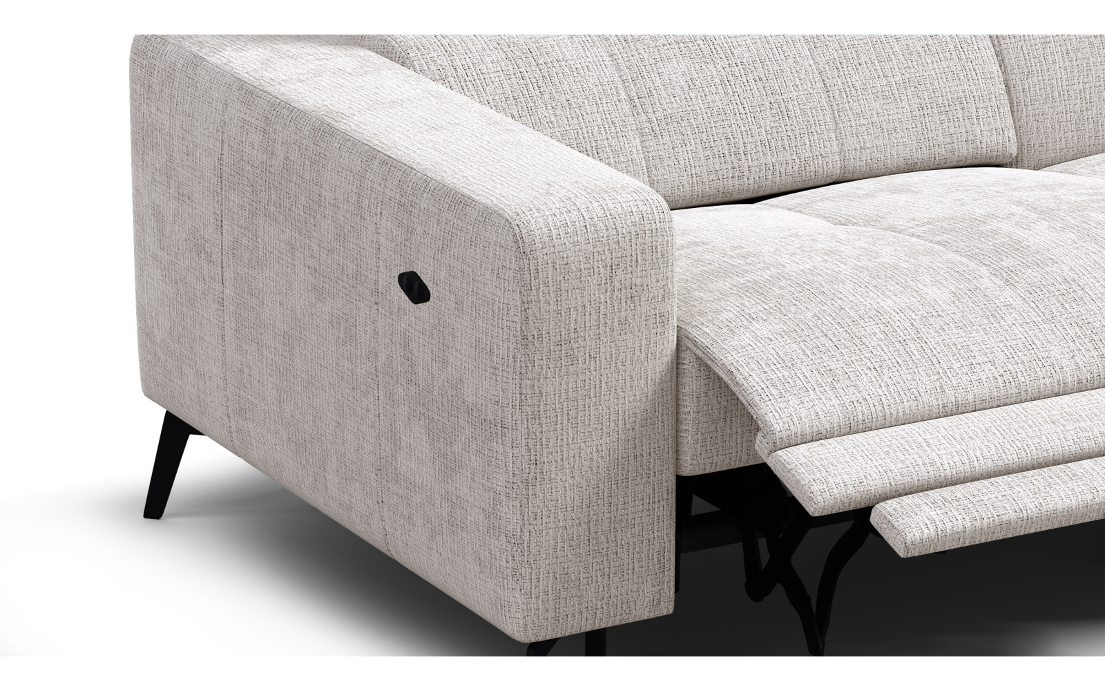 Canapé d'angle 4 places MORELLO avec 1 x Relax Zero Gravity, tissu crème