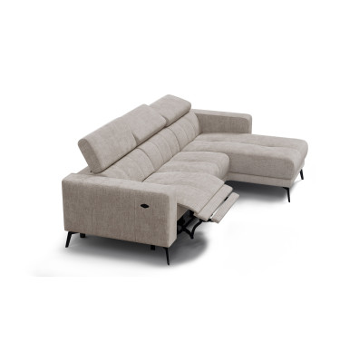 Canapé d'angle 4 places MORELLO avec 1 x Relax Zero Gravity, tissu beige