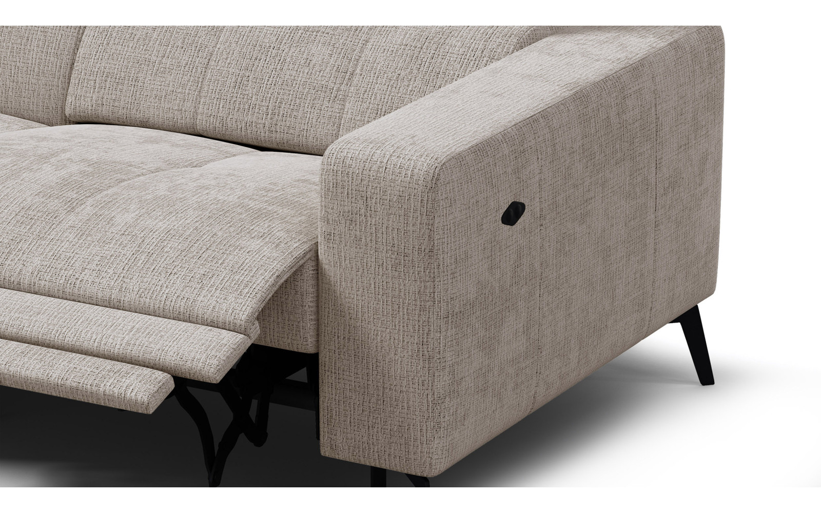 Canapé d'angle 4 places MORELLO avec 1 x Relax Zero Gravity, tissu beige