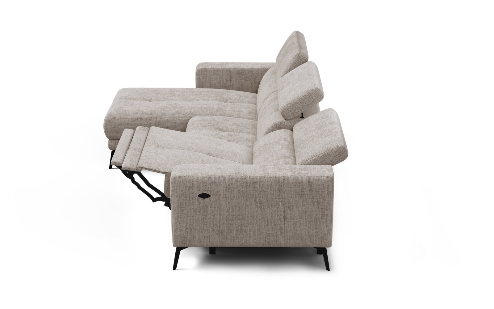 Canapé d'angle 4 places MORELLO avec 1 x Relax Zero Gravity, tissu beige