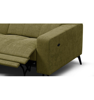 Canapé d'angle 4 places MORELLO avec 1 x Relax Zero Gravity, tissu olive