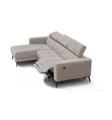 Canapé d'angle 4 places MORELLO avec 1 x Relax Zero Gravity, tissu beige
