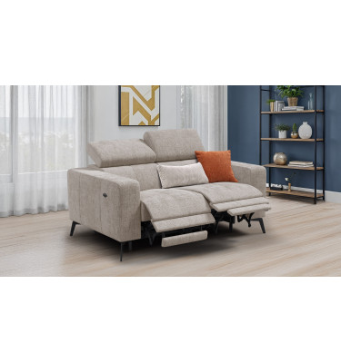 Canapé 2 places MORELLO avec 2 x Relax Zero Gravity, tissu beige