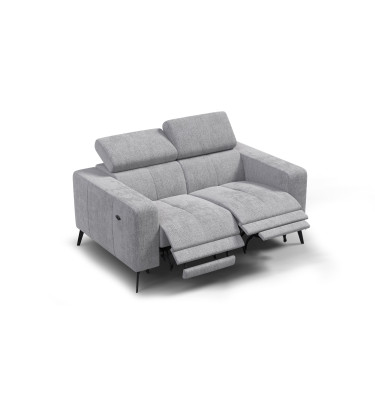 Canapé 2 places MORELLO avec 2 x Relax Zero Gravity, tissu gris clair